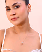 VOJ Rose Gold-Polished Chain With AD Studded crown Shaped Pendent