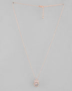 VOJ Rose Gold-Polished Chain With AD Studded crown Shaped Pendent