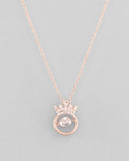 VOJ Rose Gold-Polished Chain With AD Studded crown Shaped Pendent