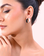 VOJ Gold-Polished Korean Style Black And White Studs Earrings - Distacart