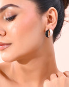 VOJ Gold-Polished Korean Style Black And White Studs Earrings - Distacart