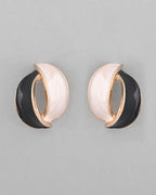 VOJ Gold-Polished Korean Style Black And White Studs Earrings - Distacart