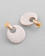 VOJ Gold-Polished Korean Style White Circular Studs Earrings - Distacart
