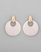 VOJ Gold-Polished Korean Style White Circular Studs Earrings - Distacart