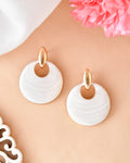 VOJ Gold-Polished Korean Style White Circular Studs Earrings - Distacart