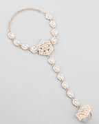 VOJ Gold-Polished Pearl And Kundan Ring Bracelet - Distacart