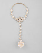 VOJ Gold-Polished Pearl And Kundan Ring Bracelet - Distacart