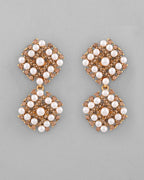 VOJ Gold-Polished Pearl And Gold Stone Drop Stud Earrings - Distacart