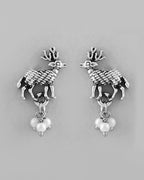VOJ Rhodium-Plated Deer Oxidized Contemporary Choker With Earrings Set