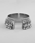 VOJ Silver-Plated Ghungroo Studded Oxidized Cuff Bracelet - Distacart