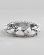 VOJ Silver-Plated Pearl And Ghungroo Studded Oxidized Cuff Bracelet - Distacart