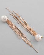 VOJ Gold-Polished Handcrafted Pearl Studded Classic Drop Earrings - Distacart
