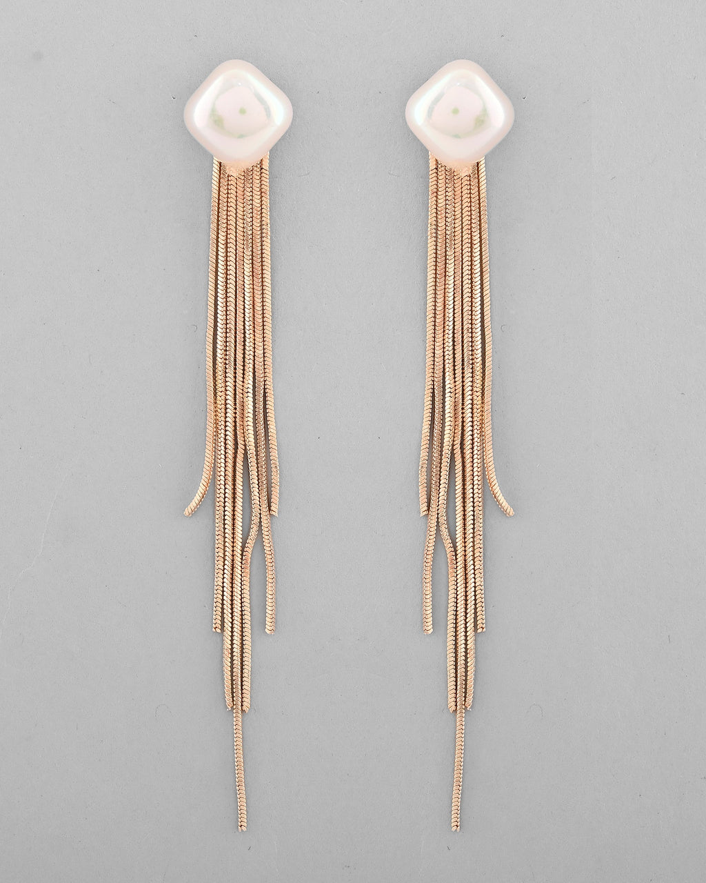 VOJ Gold-Polished Handcrafted Pearl Studded Classic Drop Earrings - Distacart