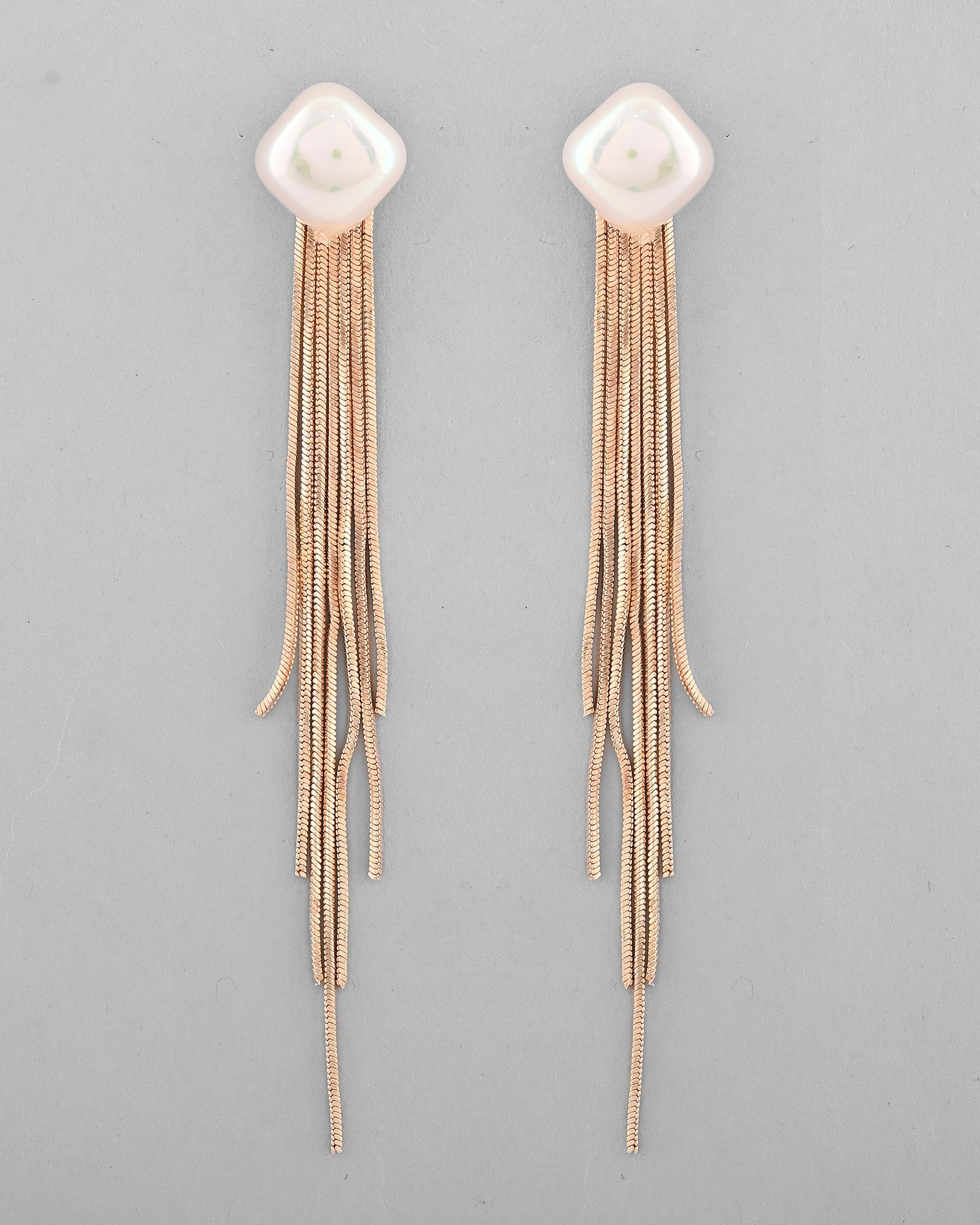 VOJ Gold-Polished Handcrafted Pearl Studded Classic Drop Earrings - Distacart