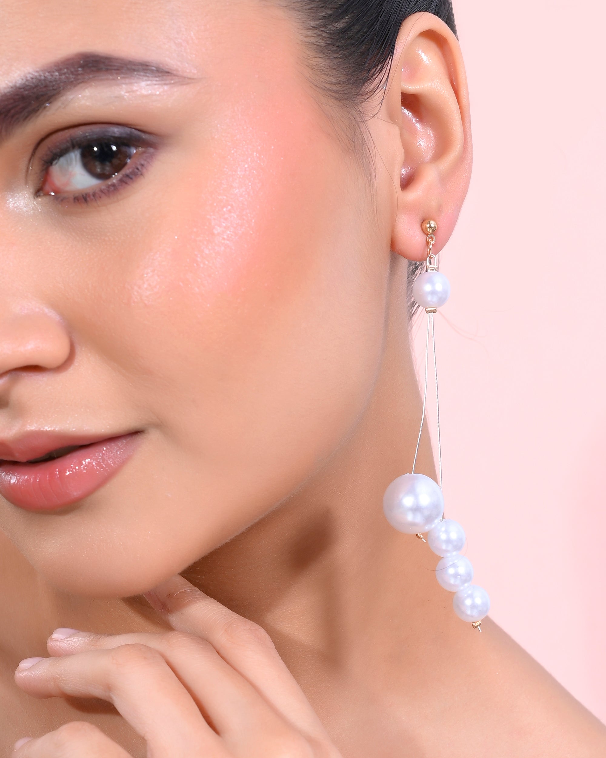 VOJ Pearl Studded Handcrafted Classic Drop Earrings - Distacart