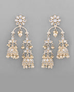 VOJ Gold-Polished Kundan Contemporary Up & Down Jhumka Earrings - Distacart