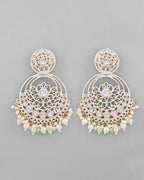 VOJ Gold-Polished Kundan Contemporary Circular Chandbaali Earrings - Distacart