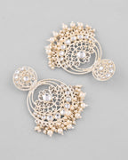 VOJ Gold-Polished Kundan Contemporary Circular Chandbaali Earrings - Distacart