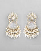 VOJ Gold-Toned Kundan Studded Contemporary Oxidised Drop Earrings - Distacart