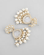 VOJ Gold-Toned Kundan Studded Contemporary Oxidised Drop Earrings - Distacart