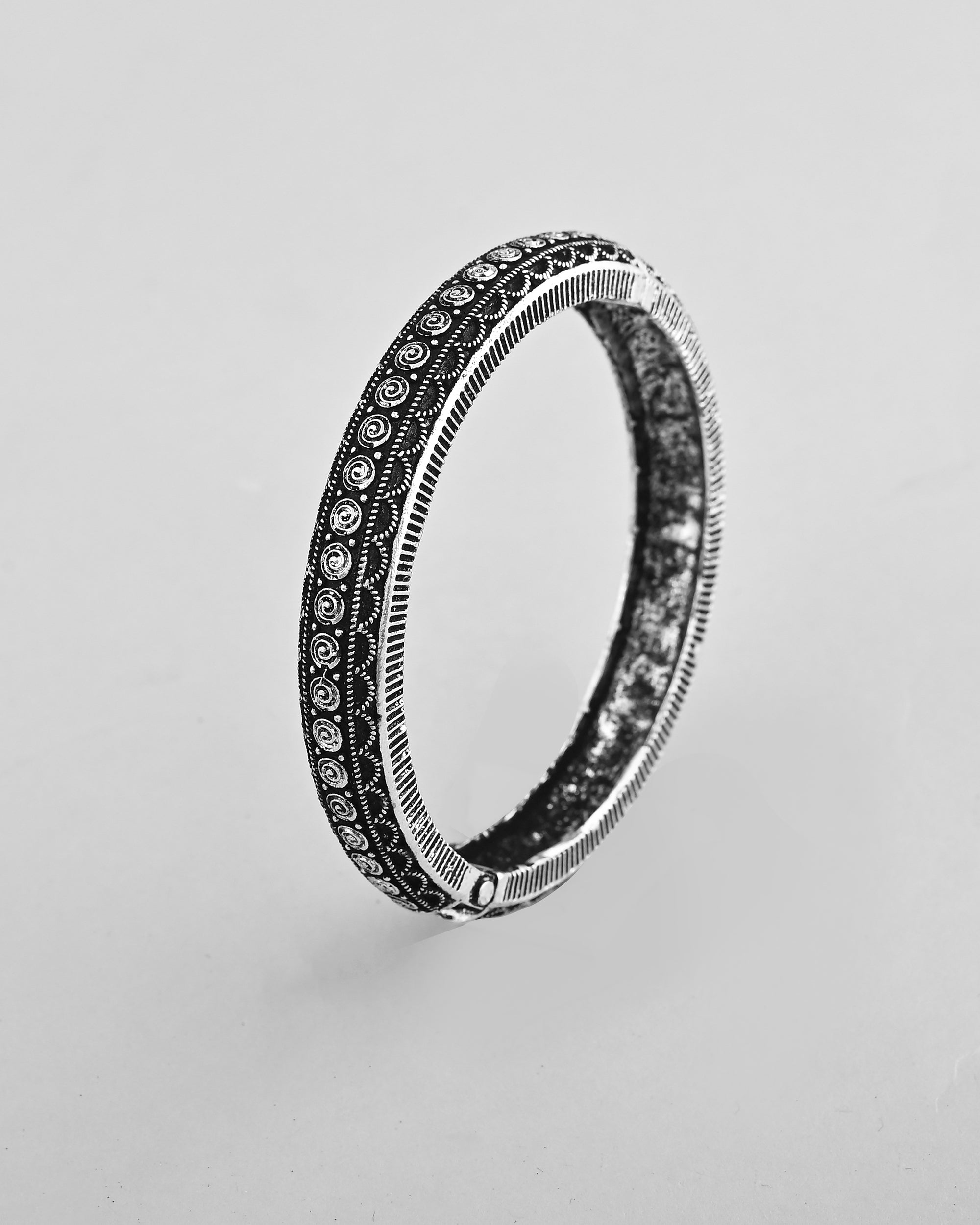 VOJ Rhodium-Plated Contemporay Oxidized Cuff Bracelet - Distacart