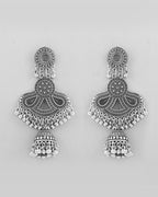 VOJ Silver plated Oxidized Contemporary Jhumka Earrings - Distacart