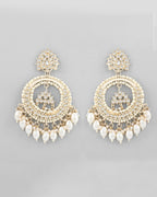 VOJ Gold-Polished Kundan Studded White ChandBali Earrings - Distacart