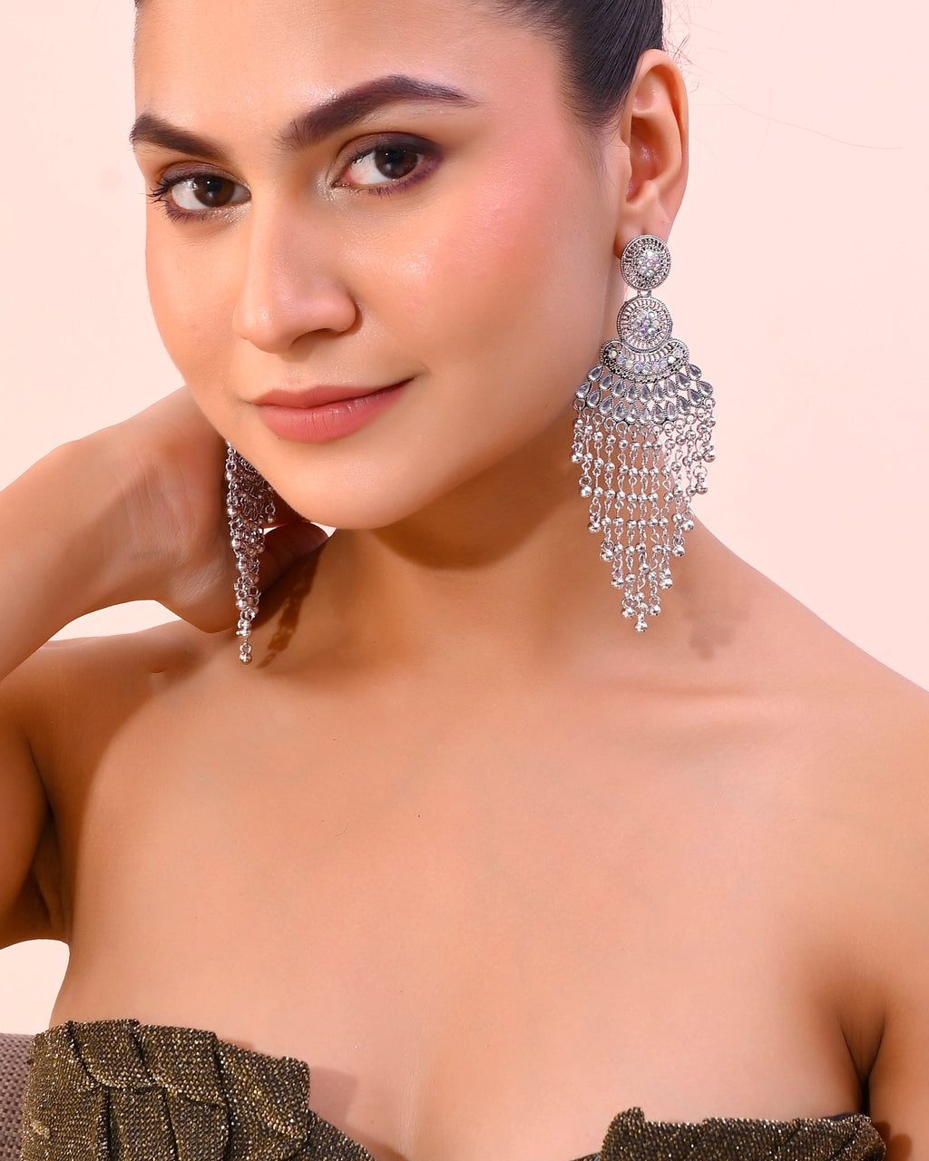 VOJ Silver-Plated Ghungroo Oxidized Drop Long Earrings - Distacart