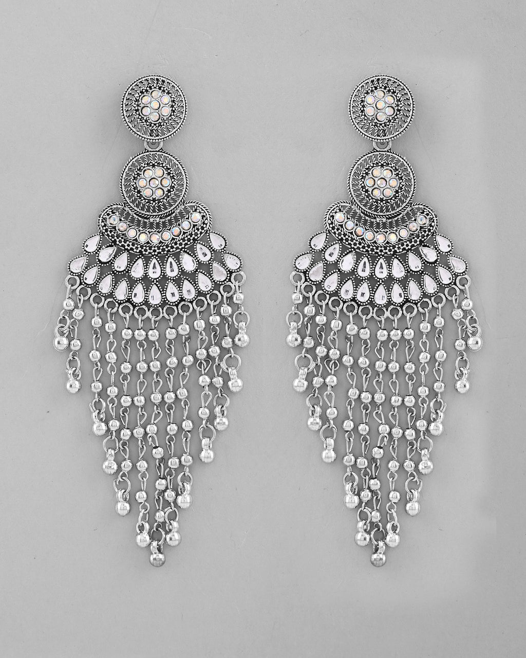 VOJ Silver-Plated Ghungroo Oxidized Drop Long Earrings - Distacart