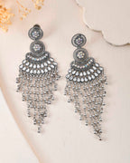 VOJ Silver-Plated Ghungroo Oxidized Drop Long Earrings - Distacart