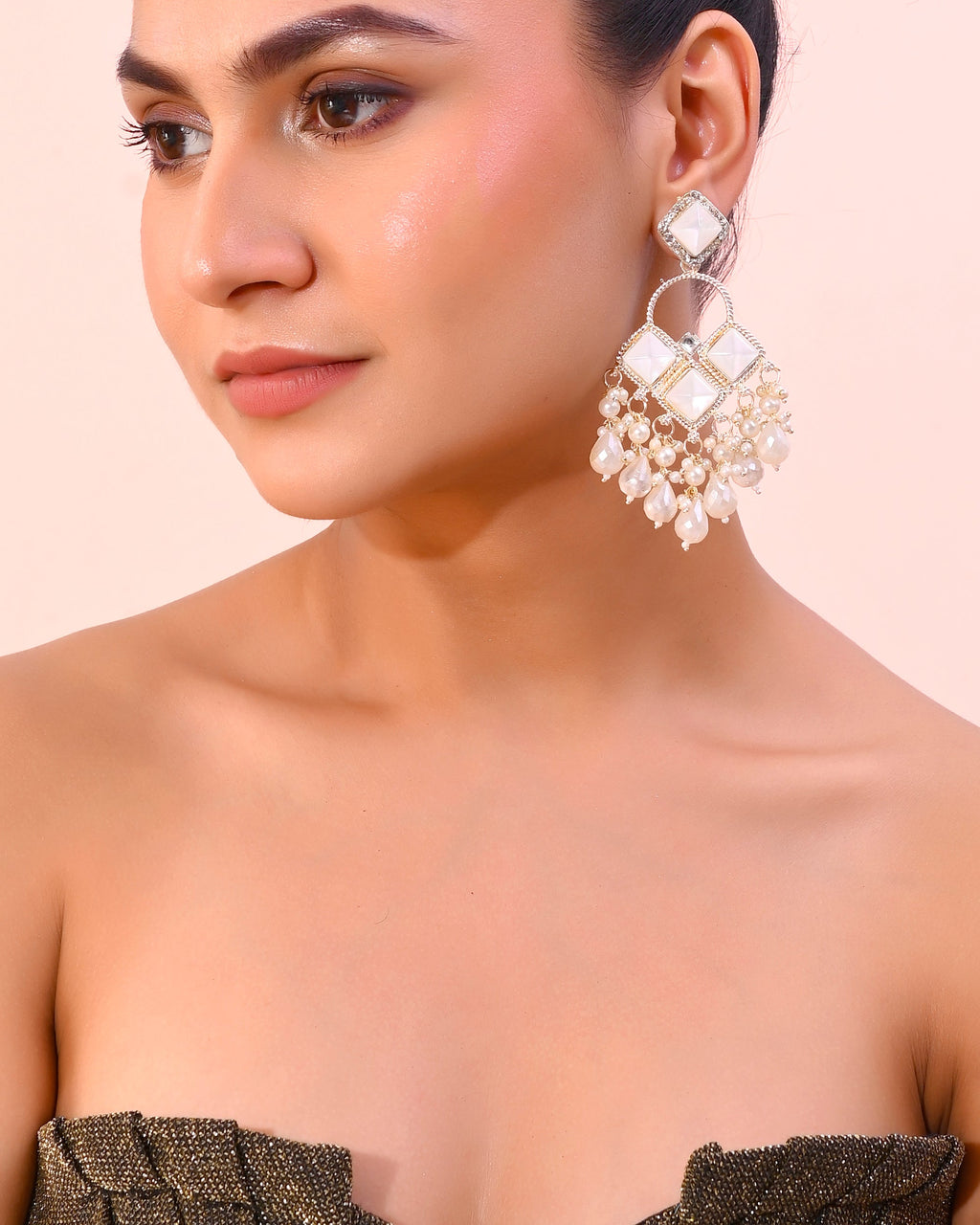 VOJ Gold-Polished geometrical Shaped Classic Drop Earrings - Distacart
