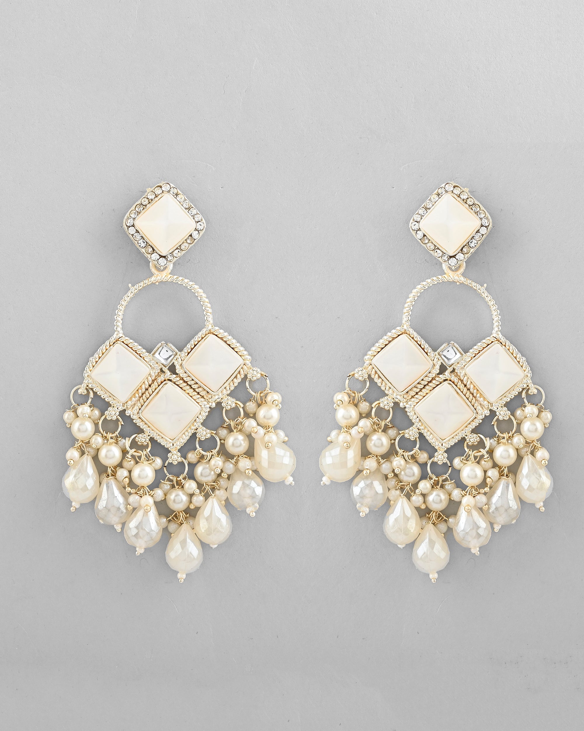 VOJ Gold-Polished geometrical Shaped Classic Drop Earrings - Distacart