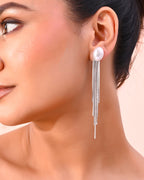 VOJ Silver-Plated Handcrafted Pearl Studded Classic Drop Earrings - Distacart