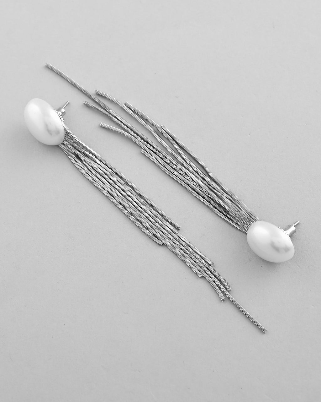 VOJ Silver-Plated Handcrafted Pearl Studded Classic Drop Earrings - Distacart