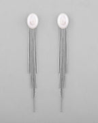 VOJ Silver-Plated Handcrafted Pearl Studded Classic Drop Earrings - Distacart