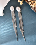 VOJ Silver-Plated Handcrafted Pearl Studded Classic Drop Earrings - Distacart