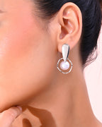 VOJ Silver-Plated Handcrafted Pearl Studded Korean Drop Earrings - Distacart