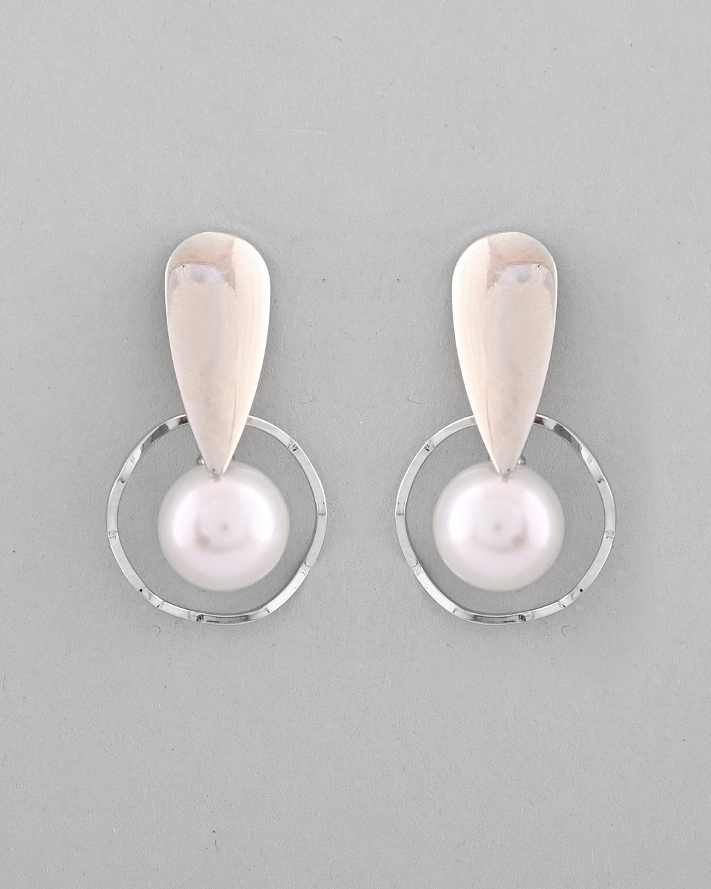 VOJ Silver-Plated Handcrafted Pearl Studded Korean Drop Earrings - Distacart