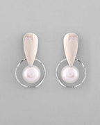 VOJ Silver-Plated Handcrafted Pearl Studded Korean Drop Earrings - Distacart