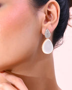 VOJ Gold-Polished CZ-Studded Korean Drop Earrings - Distacart