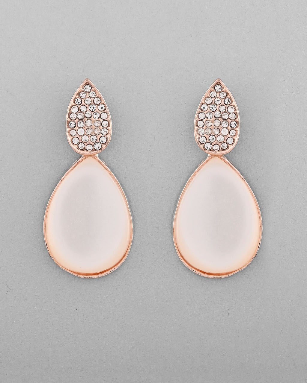 VOJ Gold-Polished CZ-Studded Korean Drop Earrings - Distacart
