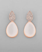 VOJ Gold-Polished CZ-Studded Korean Drop Earrings - Distacart
