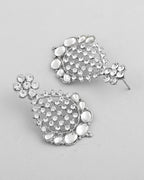 VOJ Silver Plated CZ-Stone Studded Choker Set With Mangtikka