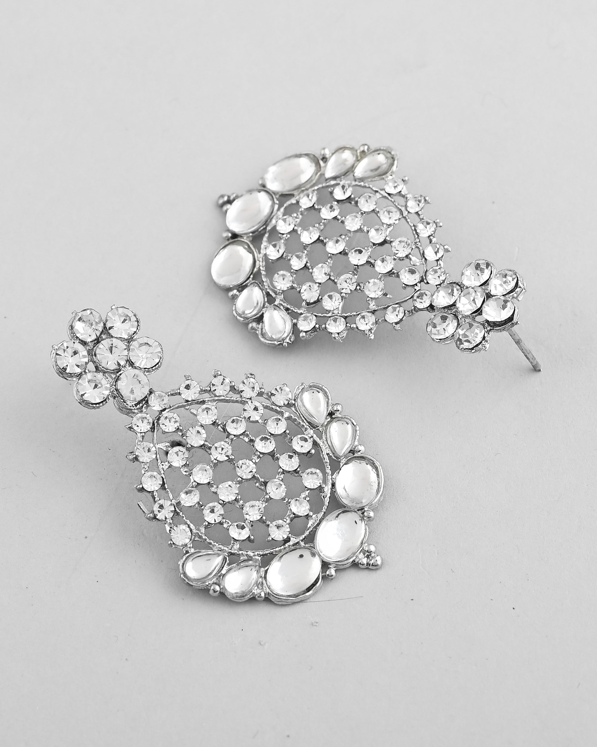 VOJ Silver Plated CZ-Stone Studded Choker Set With Mangtikka