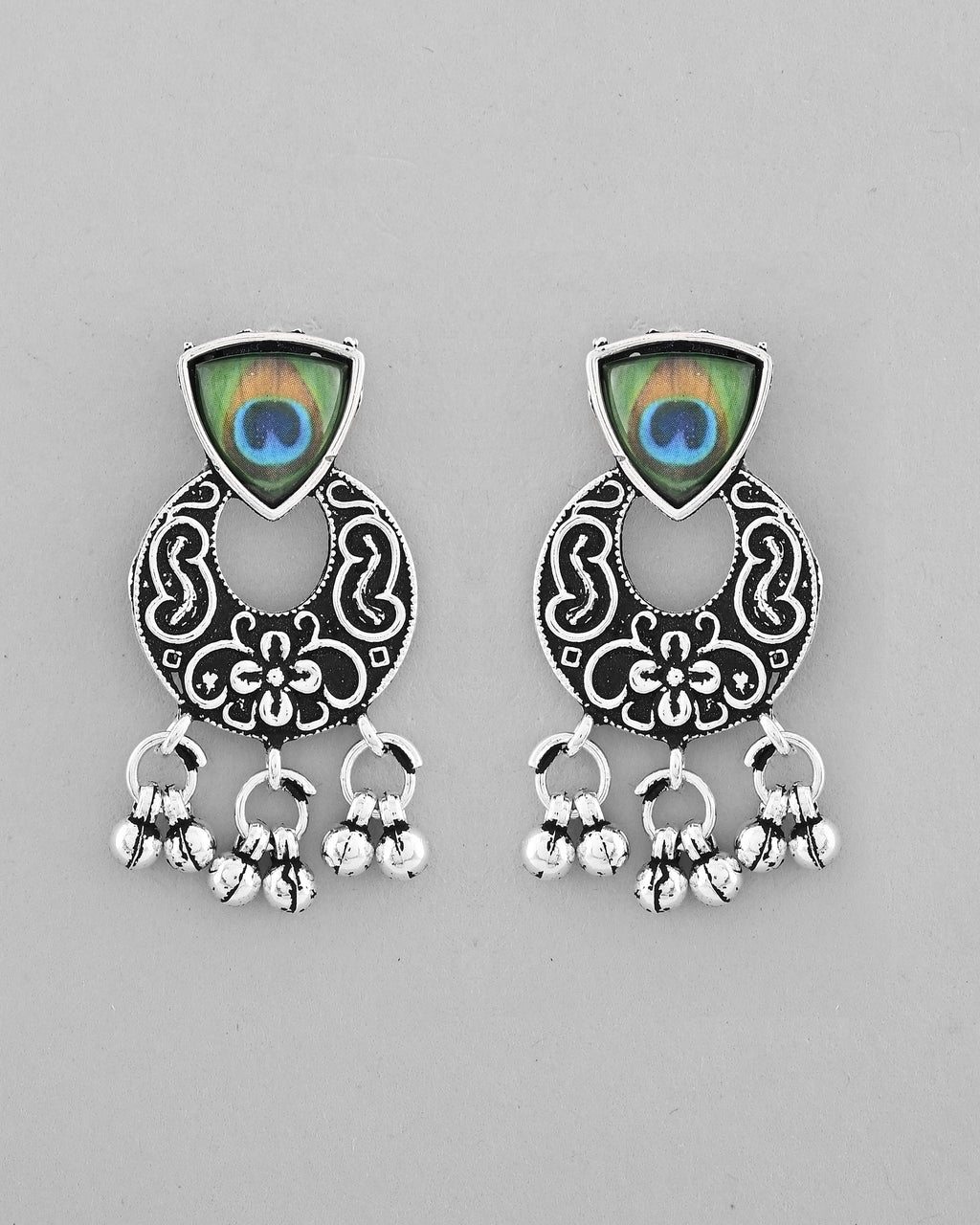 VOJ Silver Plated Peacock Contemporary Choker And Earrings