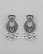 VOJ Silver Plated Peacock Contemporary Choker And Earrings