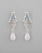 VOJ Silver Plated CZ-Stone Studded With Pearl Jewellery Set