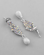VOJ Silver Plated CZ-Stone Studded With Pearl Jewellery Set