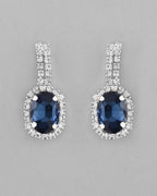 VOJ Silver Plated AD-Stone Studded With Dark Blue Stone Choker Set