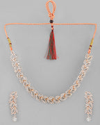 VOJ Gold-Polished CZ-Studded Jewellery Set With Mangtikka